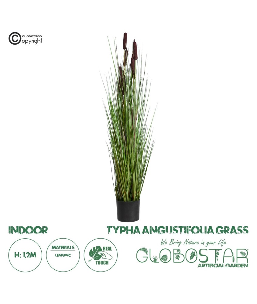 GloboStar® Artificial Garden TYPHA ANGUSTIFOLIA GRASS 20070 Τεχνητό Διακοσμητικό Φυτό Γρασίδι της Τύφας Υ120cm